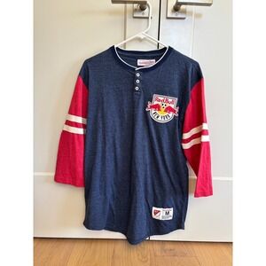 Mitchell & Ness New York Red Bulls Henley Shirt MLS Soccer Men's Size M